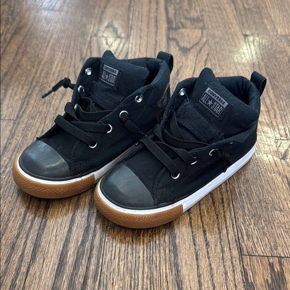 Converse Kids Black and Brown High Top Sneakers